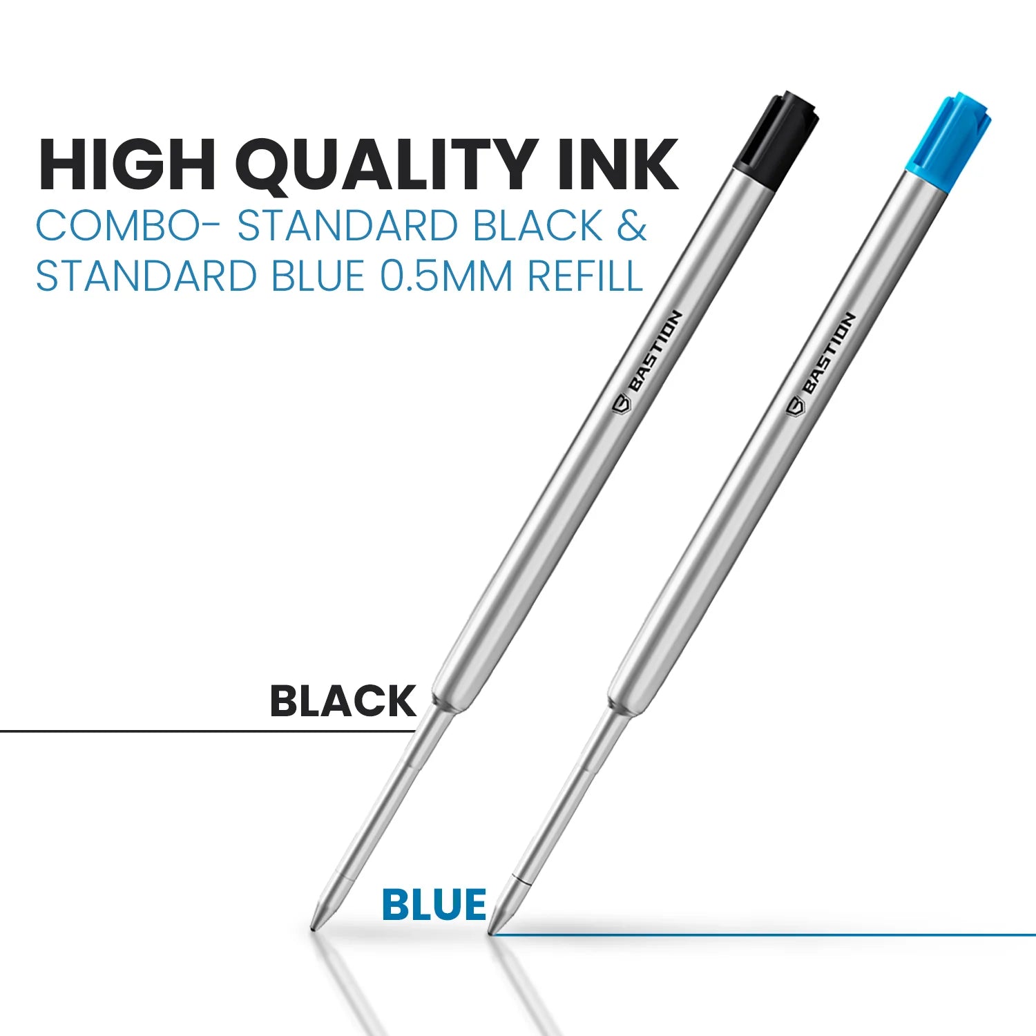 Bastion Pen Replacement Ink Cartridge- Combo Black and Blue
