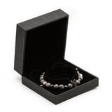 UNCOMMON Men's Beads Bracelet One Pewter Crown Charm Grey Jasper Stone Beads
