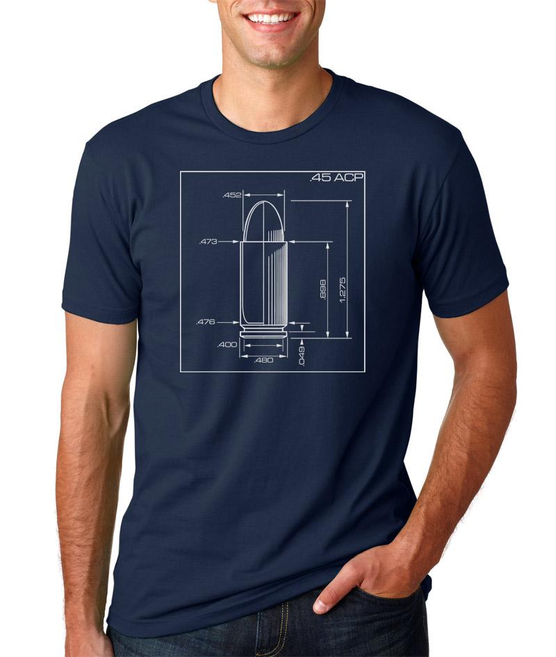 T-Shirt- .45 ACP Schematics Navy Blue