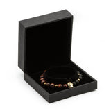 UNCOMMON Men's Beads Bracelet One Gold Skull Charm Tiger-Eye/ Onyx Beads