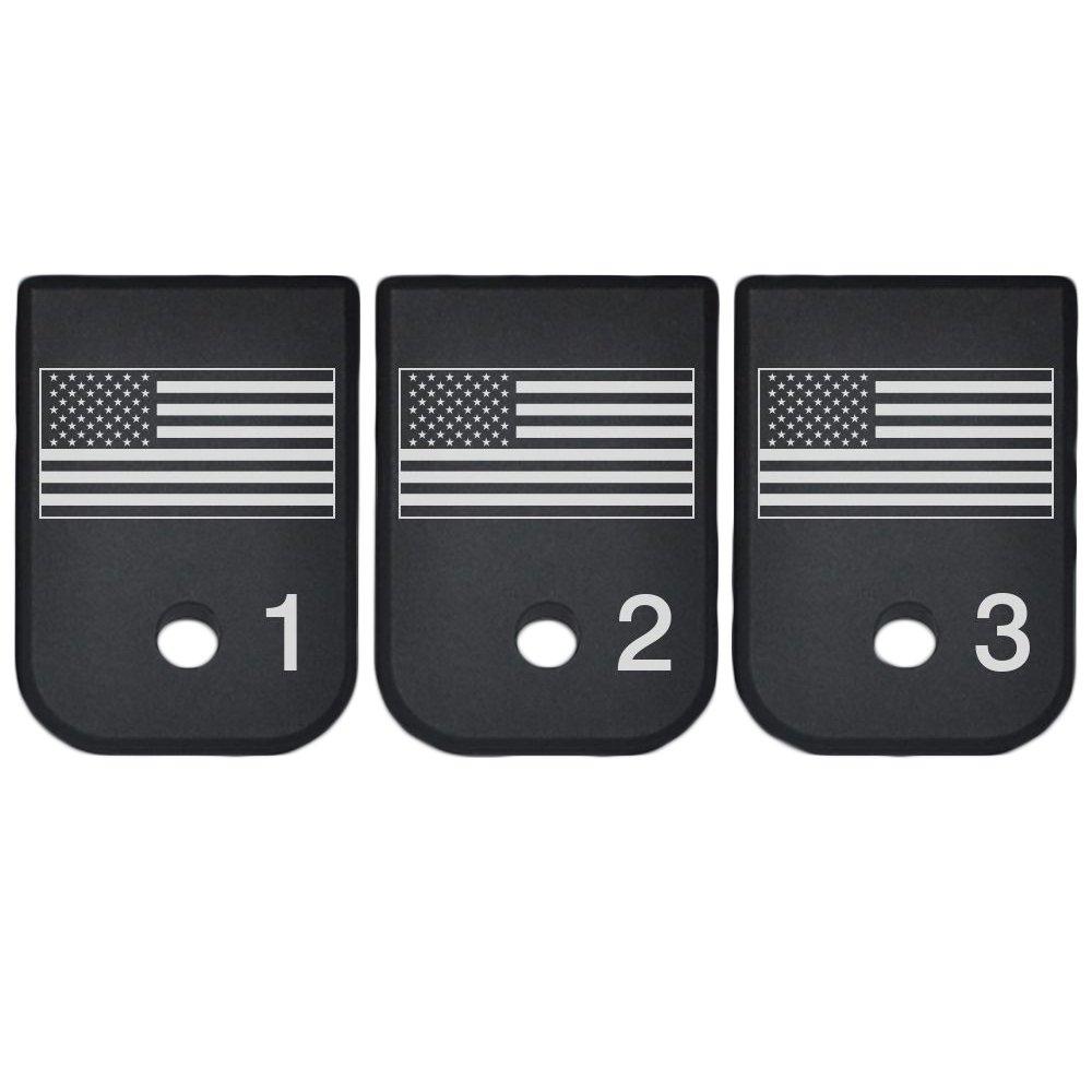 Magazine Base Plate For Glock 9mm .40 Cal - 3 Numbered USA Flag