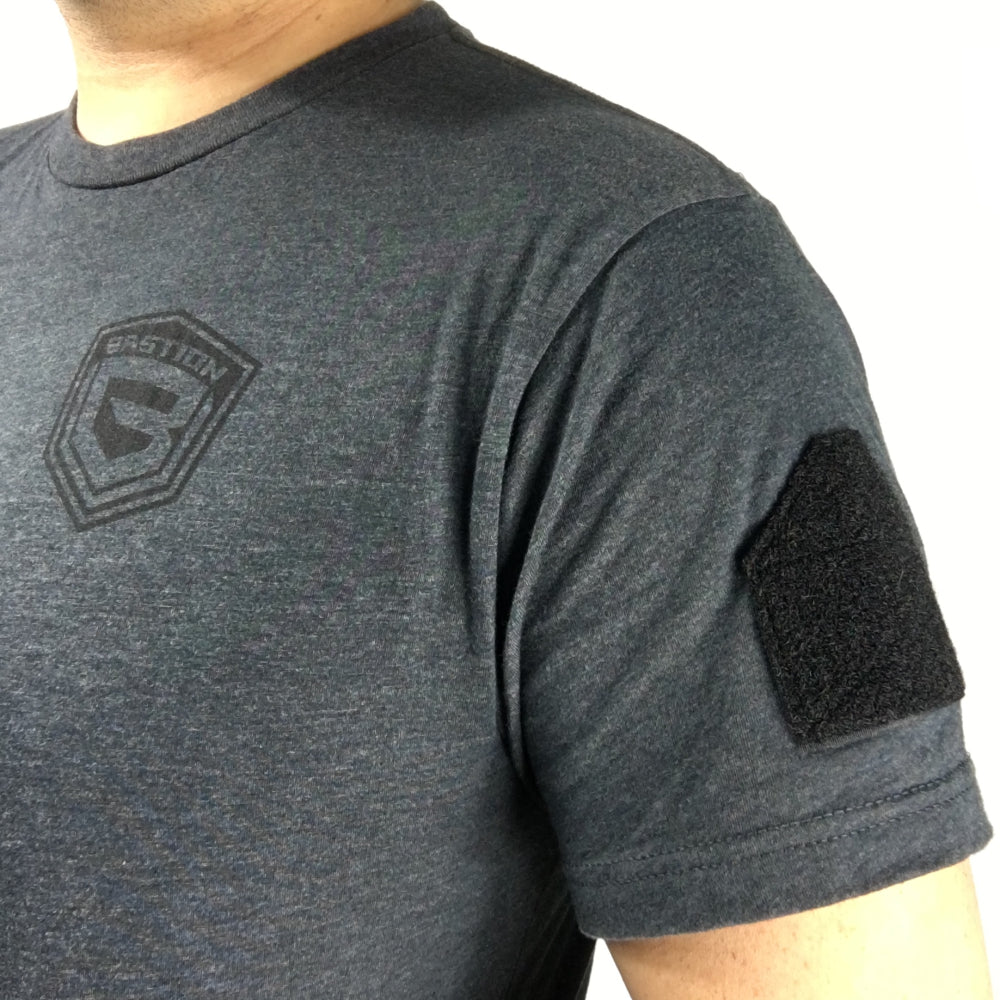 T-Shirt BASTION Logo and Arm Patch - Ash and Black