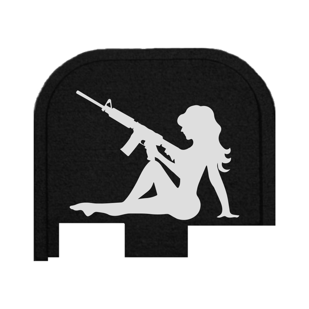 Trucker Girl With Gun - For Glock Models 43/43X/48 - Rear Slide Back Plate