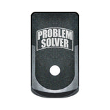 Problem Solver laser engraved on a magazine base plate grip extension for Glock 43