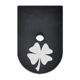 Shamrock laser engraved on a magazine base plate for Springfield XD 45 ACP