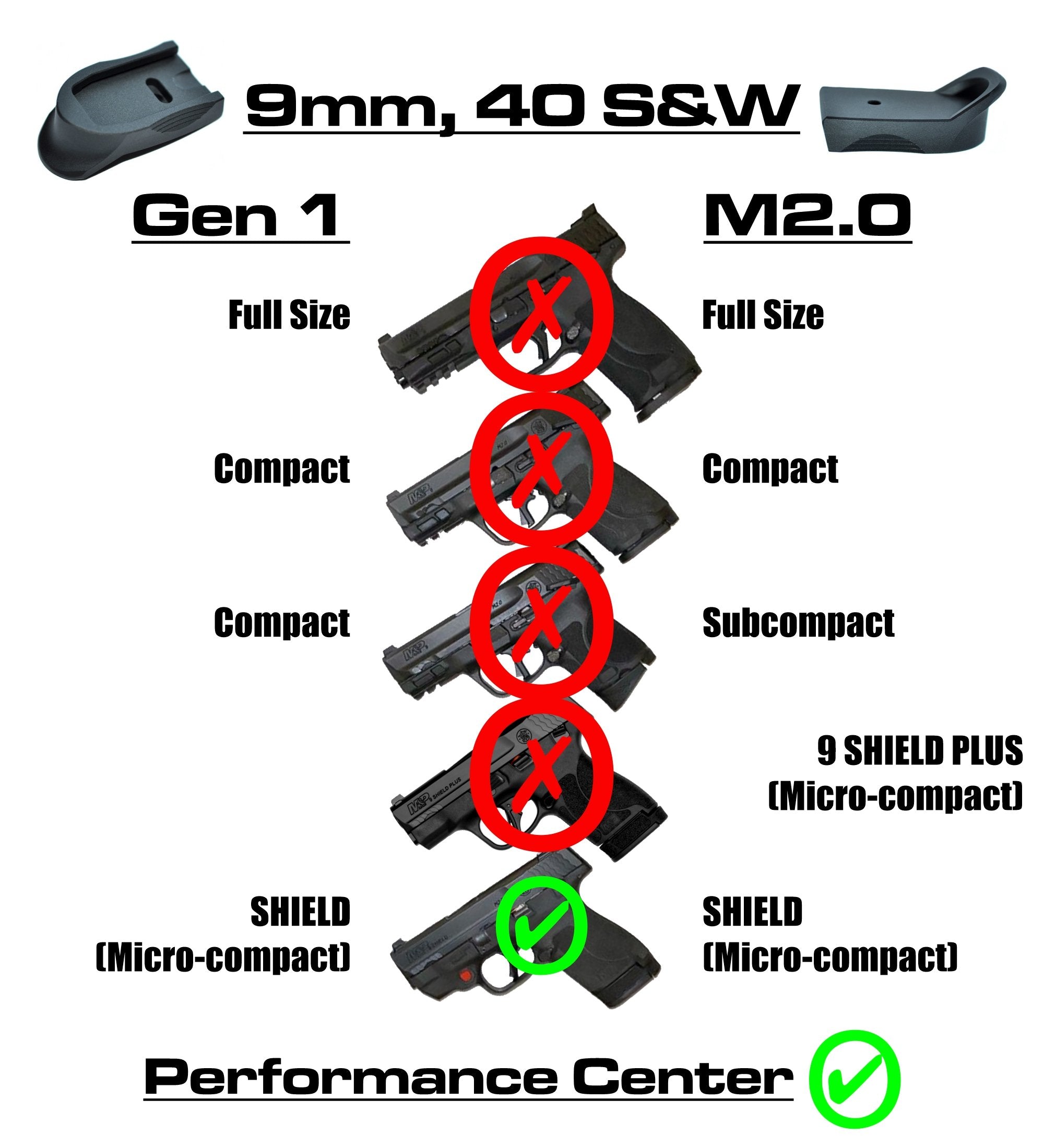 Trucker Girl W/ Gun - SHIELD S&W M&P9/40 Micro-Compact M2.0 - Magazine Base Plate, Grip Extension